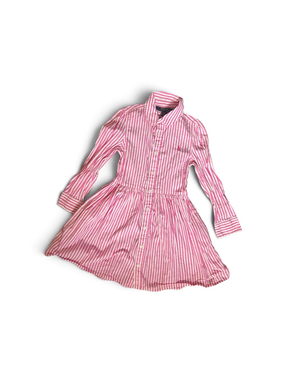 Ralph Lauren Pink & White Striped Button-Front Shirt Dress